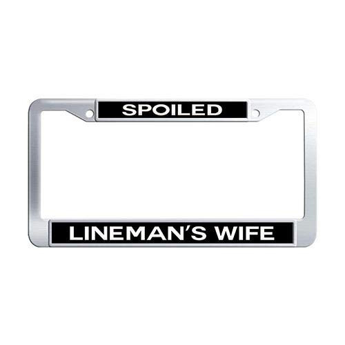 Framespolish Spoiled Linemans Wife License Plate Frame Stainless Steel Car License Plate Covers