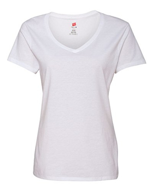 Hanes Women s Nano- V-Neck T-Shirt White Medium