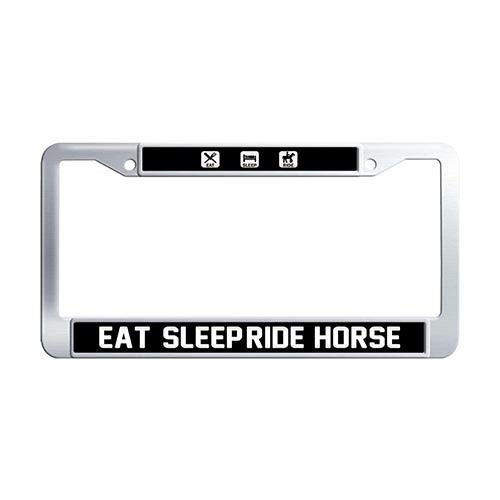 Framespolishisf Eat  Sleep  Ride Horse License Plate Frame Stainless Steel License Tag Holder