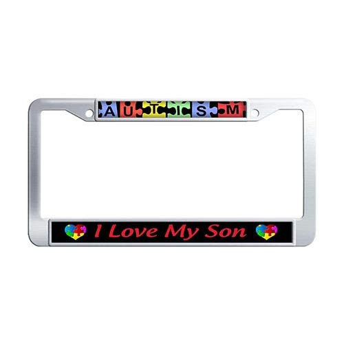 Framespolishisf Autism License Plate Frame I Love My Son Stainless Steel Car Plate Frame