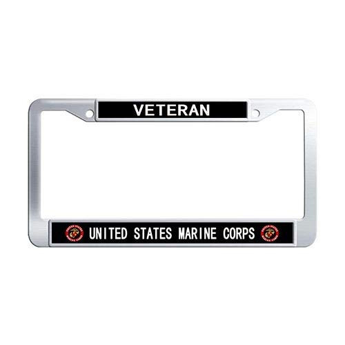 Veteran United States Marine Corps License Plate Frame Stainless Steel Car Tag Frame