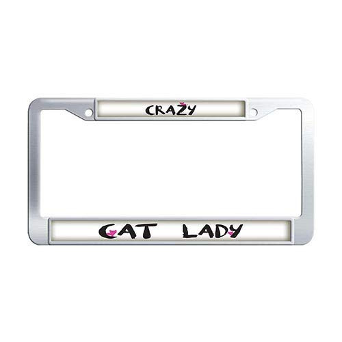 Crazy Cat Lady License Plate Frame Stainless Steel Car Auto Tag Frame