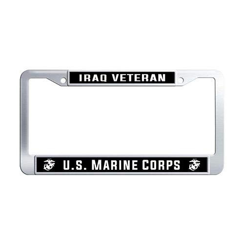 US Marine Corps Iraq Veteran License Plate Frame Holder Stainless Steel License Cover Holder