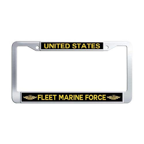 United States Fleet Marine Force License Plate Frame Stainless Steel License Tag Holder