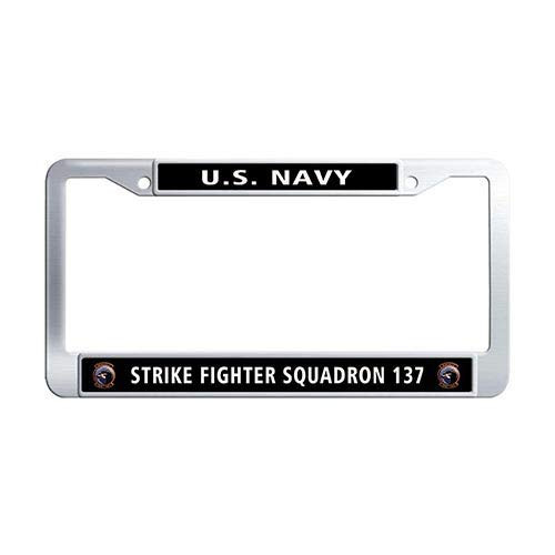 US Navy Strike Fighter Squadron 137 -VFA-137- Kestrels License Plate Frame Holder Stainless Steel Car Plate Cover Frame