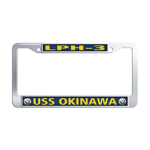 Navy USS Okinawa LPH-3 Auto License Cover Holder Stainless Steel License Plate Frame