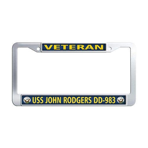 Framespolish Navy USS John Rodgers DD-983 Veteran License Cover Holder Stainless Steel License Plate Covers