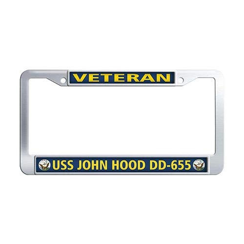 USS John Hood DD-655 Veteran License Cover Holder Stainless Steel US Navy Military Car Auto Tag Frame