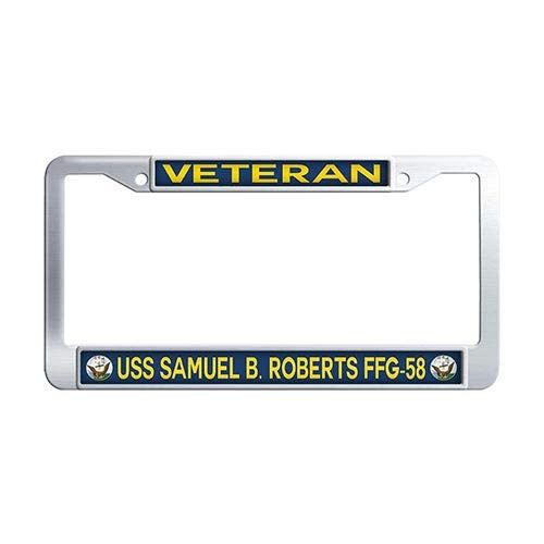 USS Samuel B. Roberts FFG-58 Veteran Car Tag Holder Stainless Steel US Navy Military License Plate Frame Holder