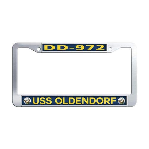USS Oldendorf DD-972 License Frame Car Stainless Steel Auto License Cover Holder