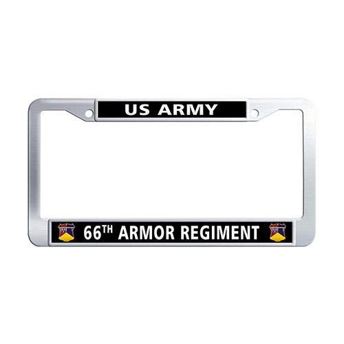 US Army 66th Armor Regiment License Plate Frame Stainless Steel Auto License Cover Holder