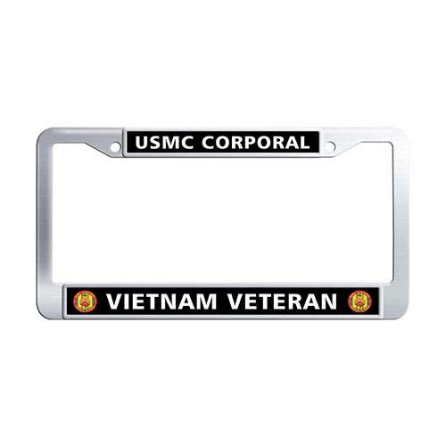 USMC Corporal Vietnam Veteran Car License Plate Frame Holder Stainless Steel US Marine Corps Car License Plate Holder US Military Car License Plate Frame Holder