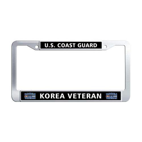 Framespolish US Coast Guard Korea Veteran Car License Plate Holder Stainless Steel US Military Car Tag Holder