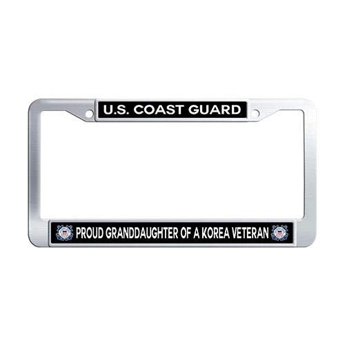Framespolish US Coast Guard Proud Granddaughter of a Korea Veteran Car License Plate Holder Stainless Steel Car License Plate Covers