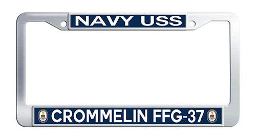 Navy USS Crommelin FFG-37 License Plate Frame Stainless Steel Auto License Cover Holder