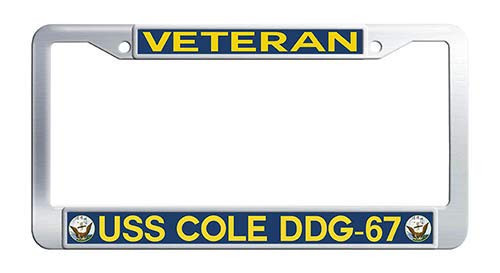 USS Cole DDG-67 Veteran License Plate Frame US Navy Military Stainless Steel Car Plate Cover Frame