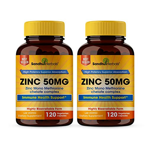 High Potency Zinc 50mg Highly Absorbable Immune Support  Zinc Pills Offer High Potency Alternative to Lozenge  Chewable Tablets  Liquid-8 Month Supply- 2 Pack