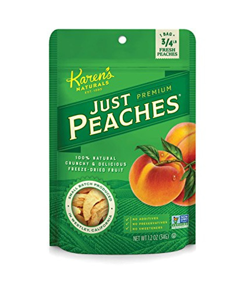 Karen s Naturals Just Peaches  1.2 Ounce Pouch -Packaging May Vary- All Natural Freeze-Dried Fruits  and  Vegetables  No Additives or Preservatives  Non-GMO