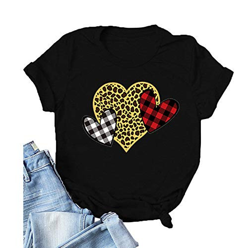 Valentines Shirts For Women Valentine s Day Graphic Tee Tops Women Love Heart Print Short Sleeve Tops Valentine s Day Shirt Black