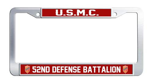 US Marine Corps USMC 52nd Defense Battalion License Plate Frame Stainless Steel License Frame Car