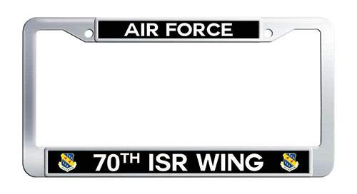 70th Intelligence Surveillance Reconnaissance Wing ISR License Plate Frame Stainless Steel Car Tag Frame