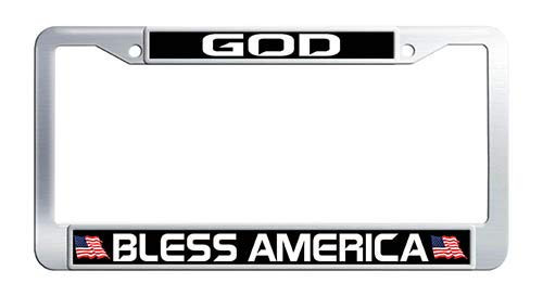 God Bless America License Plate Frame Stainless Steel Auto License Tag Holder God Bless America License Plate Frame Stainless Steel Auto License Tag Holder