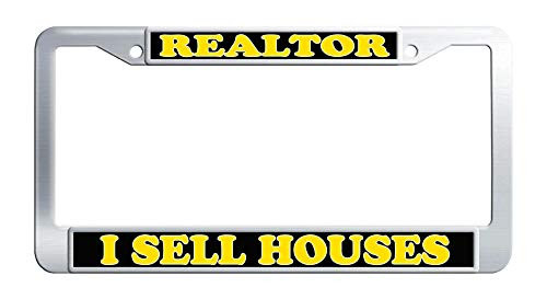 Realtor I Sell Houses License Plate Frame Stainless Steel Car License Plate Holder