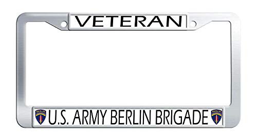 Veteran US Army Berlin Brigade License Plate Frame Stainless Steel Auto License Cover Holder