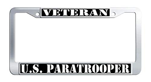 Veteran US Paratrooper License Plate Frame Stainless Steel License Tag Holder