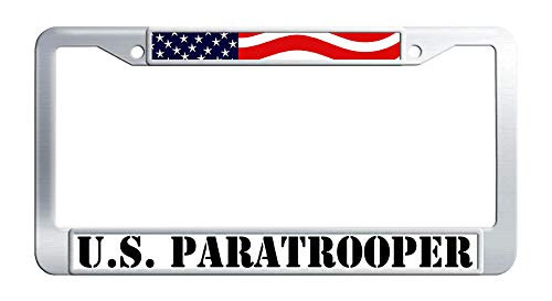 US Paratrooper License Plate Frame Stainless Steel Auto License Tag Holder US Paratrooper License Plate Frame Stainless Steel Auto License Tag Holder