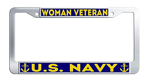 Woman Veteran US Navy License Plate Frame Stainless Steel Car Plate Cover Frame