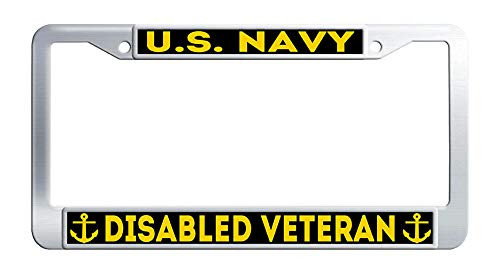 US Navy Disabled Veteran License Plate Frame Stainless Steel License Frame Car
