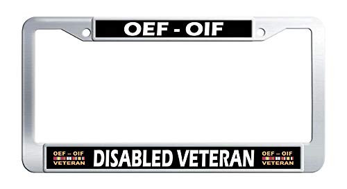 Operations Enduring Freedom -OEF- Iraqi Freedom -OIF- Afghanistan Iraq Disabled Veteran License Plate Frame Stainless Steel Auto License Tag Holder Operations Enduring Freedom -OEF- Iraqi Freedom -OIF- Afghanistan Iraq Disabled Veteran License Plate Frame Stainless Steel Auto License Tag Holder