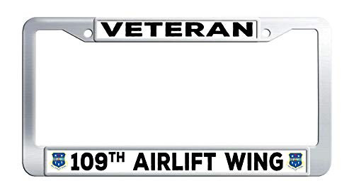 Air Force Veteran 109th Airlift Wing License Plate Frame Stainless Steel License Plate Frame Holder