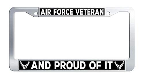 Air Force Veteran and Proud of it License Plate Frame Stainless Steel License Tag Holder