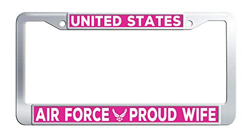 United States Air Force Proud Wife License Plate Frame Stainless Steel Car License Plate Holder United States Air Force Proud Wife License Plate Frame Stainless Steel Car License Plate Holder