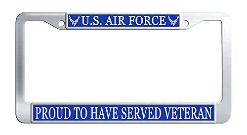 US Air Force Proud to Have Served Veteran License Plate Frame Stainless Steel Car License Plate Frame Holder