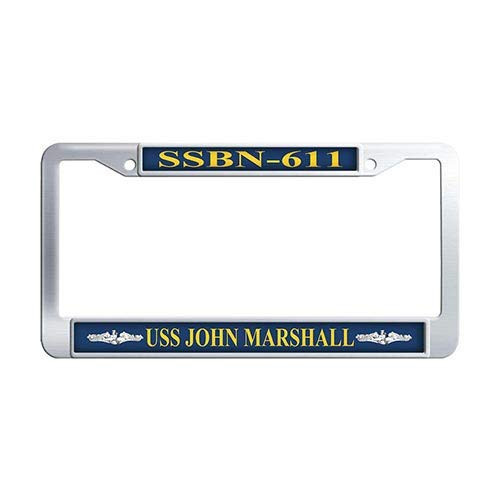 USS John Marshall SSBN-611 License Plate Frame Stainless Steel License Plate Covers