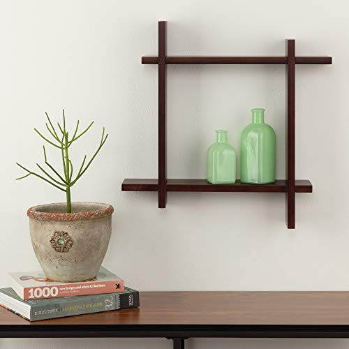 Burnes of Boston Interlocking Wall Mounted Storage Cube  Coffee Bean Floating Shelf  Brown