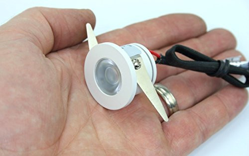 Micro Mini Down Light LED Fixture -12 to 24 VDC- - 1.25 inch Diameter - 1 Watt White LED Down Light for Auto  Truck  RV  Boat and Aircraft