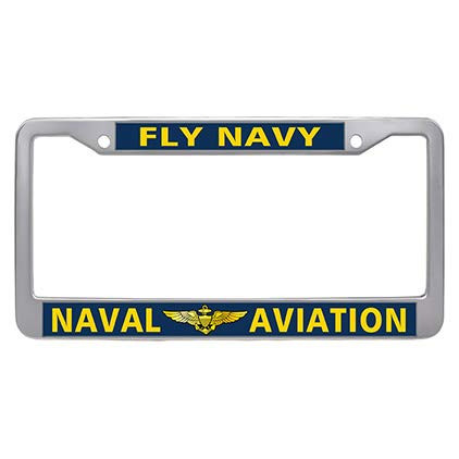 Dongsmer Fly Navy Naval Aviation License Plate Frame Stainless Steel Auto License Tag Holder