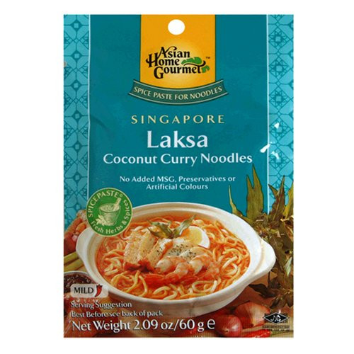 Asian Home Gourmet Singapore Laksa Coconut Curry Noodle Soup Mix  2.09-Ounce Pouch -Pack of 12-