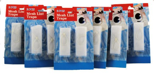 12 White Mesh Laundry Lint Traps w  Ties - 6 Packs