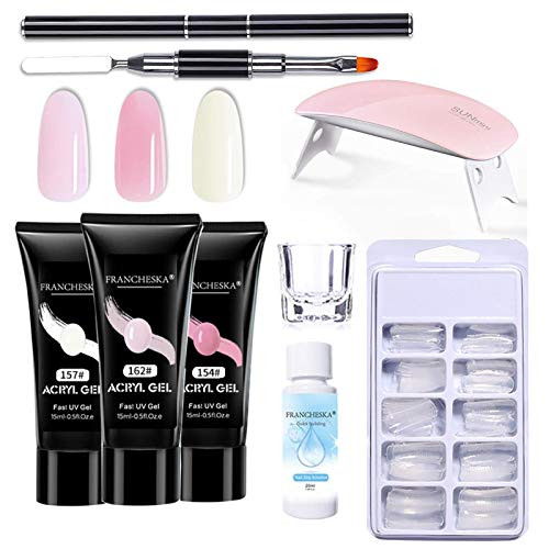 Fiaoen Poly Extension Gel Nail Kit  15ML Nail Extension Gel with Mini U V LED Light Nail Lamp Nail Thickening Solution for Nail Manicure Beginner Starter Kit DIY at Home Kind