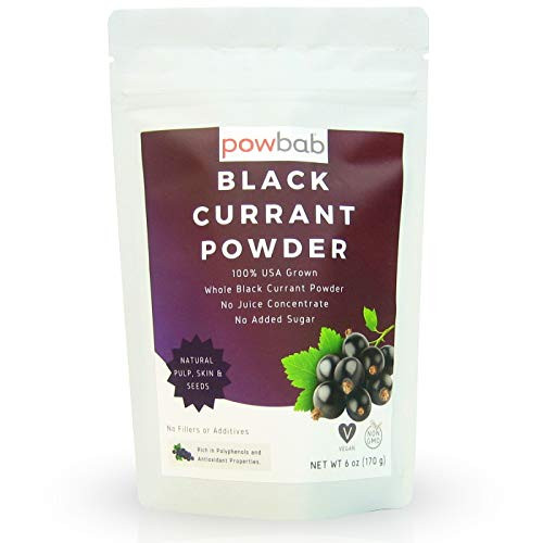 powbab Black Currant Powder - 100 percent  USA Grown Black Currants. No Added Sugar  No Juice Concentrate  Not Freeze Dried. Made in USA from Dried Currants Unsweetened with Black Currant Anthocyanins -6 oz-