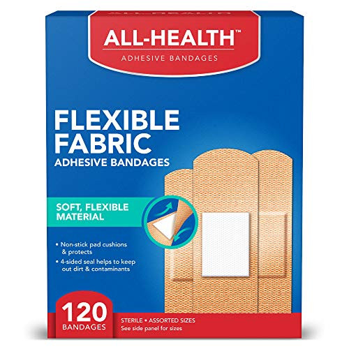 All Health Flexible Fabric Adhesive Bandages Assorted Sizes Variety Pack 120 ct - Flexible Protection for First Aid and Wound Care All Health Flexible Fabric Adhesive Bandages Assorted Sizes Variety Pack 120 ct - Flexible Protection for First Aid and Wound Care