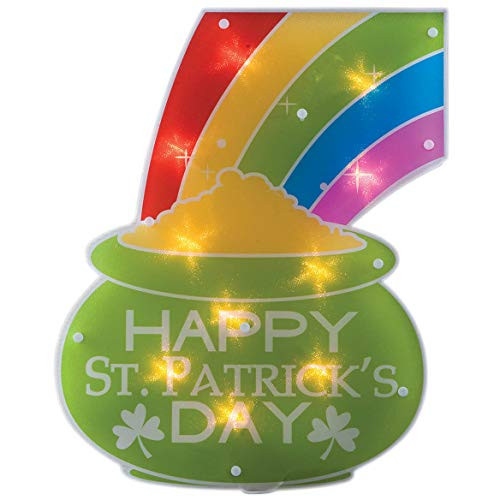 Impact Innovations St. Patrick s Day Shimmer Lighted Window Decoration Pot of Gold