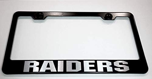 Car Accessories Raiders NFL Stainless Steel Black Finished License Plate Frame Holder Rust Free