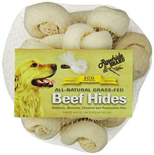 Rawhide Brand 4-Inch Natural Safety-Knot Bones  6 Per Pack  Mesh HDR