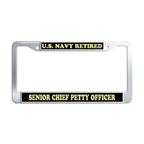 Dongsmer US Navy Retired Senior Chief Petty Officer License Plate Frame Stainless Steel Car Auto Tag Frame Dongsmer US Navy Retired Senior Chief Petty Officer License Plate Frame Stainless Steel Car Auto Tag Frame